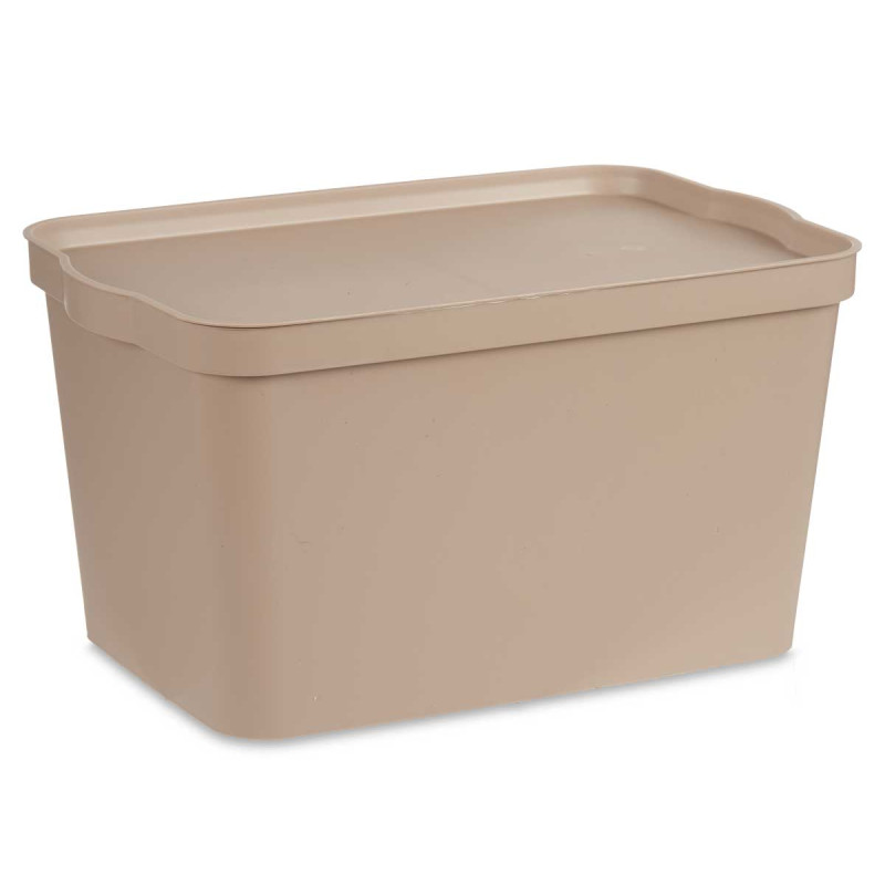 BOITE PLASTIQUE AVEC COUVERCLE 24L BEIGE