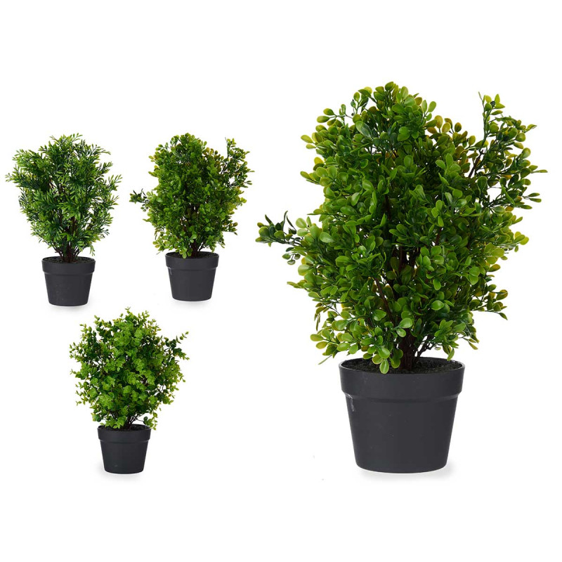 VASO PLASTICO PRETO GRANDE C PLANTAS VERDES SORT 3