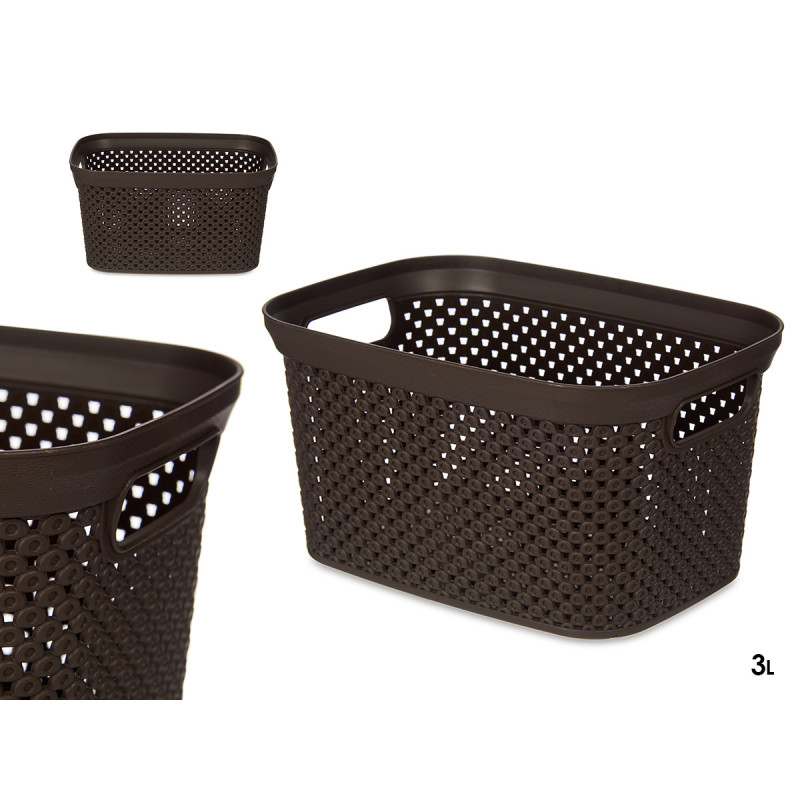 PANIER ORGANISATEUR PLASTIQUE 3L MARRON 