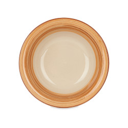 ASSIETTE CREUSE GRES BANDE 3D  MARRON 21CM