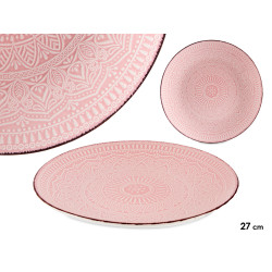 PRATO RASO RELEVO ROSA 27CM 