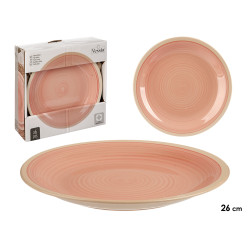 PLATO LLANO GRANDE GRES ROSA BORDE 26,5CM