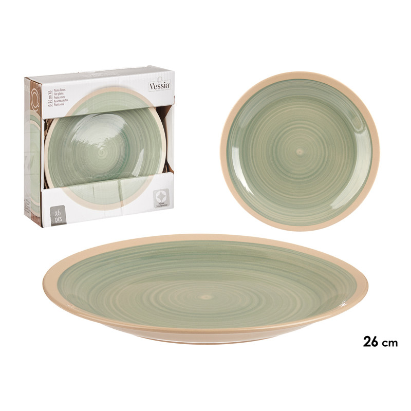PLATO LLANO GRANDE GRES VERDE BORDE 26,5CM
