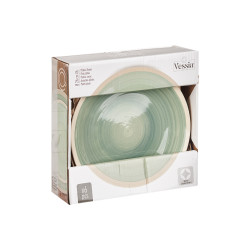 PIATTO GRANDE IN GRES CON BORDO VERDE 26,5CM