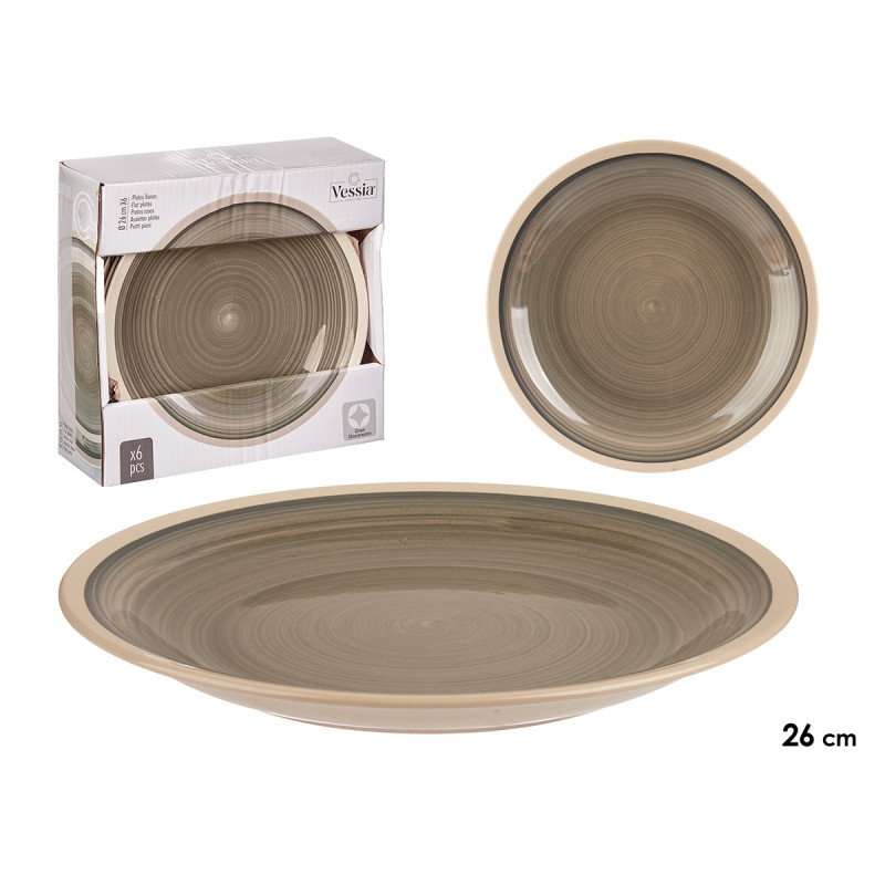 ASSIETTE À DÎNER EN GRÈS GRANDE GRIS 26,5CM