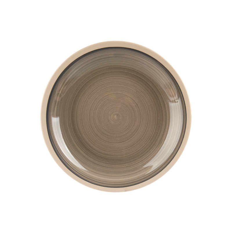PIATTO GRANDE IN GRES CON BORDO GRIGIO 26,5CM