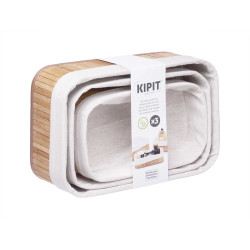 SET 3 ORGANISEURS RECTANG BAMBOU TISSU NATUREL