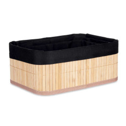 SET 3 ORGANISEURS RECTANG BAMBOU TISSU NOIR