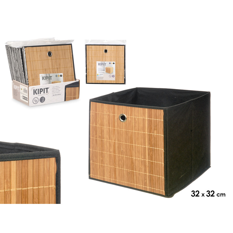 BAMBOO BLACK FOLDING ORGANISER BOX