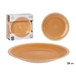 PLATO LLANO GRANDE GRES BEIGE BORDE 26,5CM