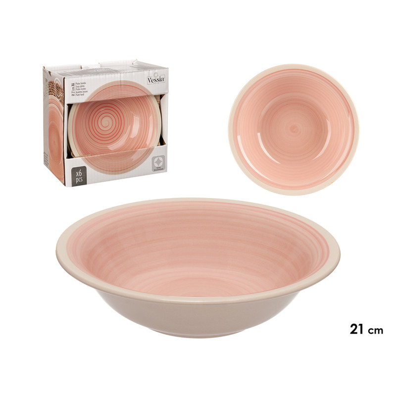 STONEWARE SOUP PLATE PINK 21CM