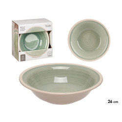 PLATO HONDO GRES VERDE BORDE 21CM
