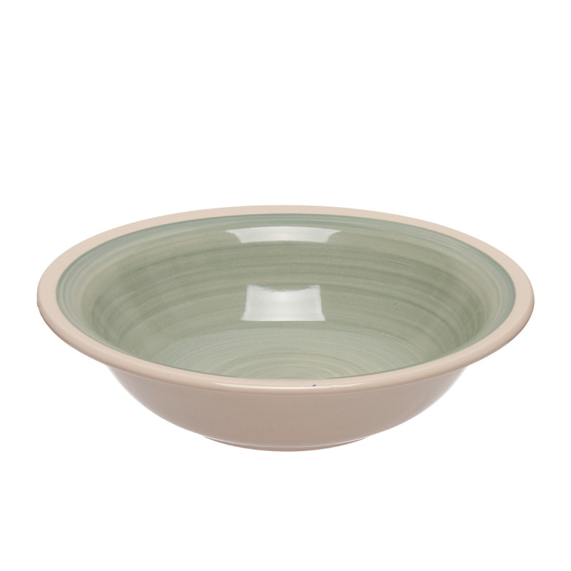 ASSIETTE CREUSE EN GRÈS VERT 21CM