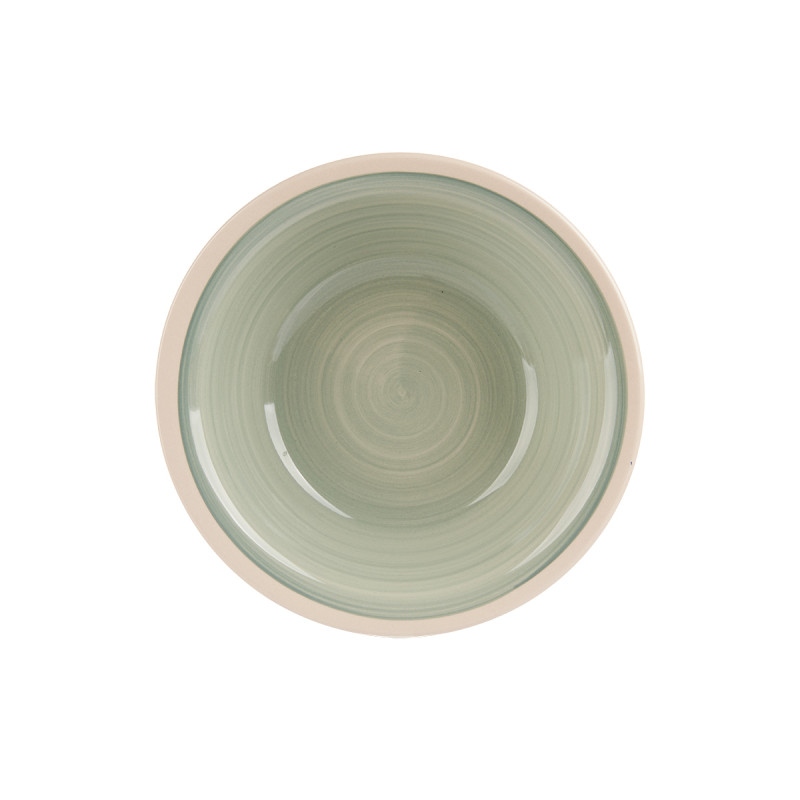 PLATO HONDO GRES VERDE BORDE 21CM