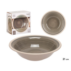 PLATO HONDO GRES GRIS BORDE 21CM