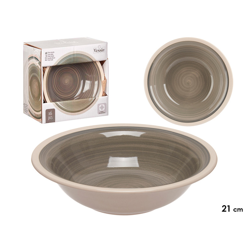 STONEWARE SOUP PLATE GREY 21CM