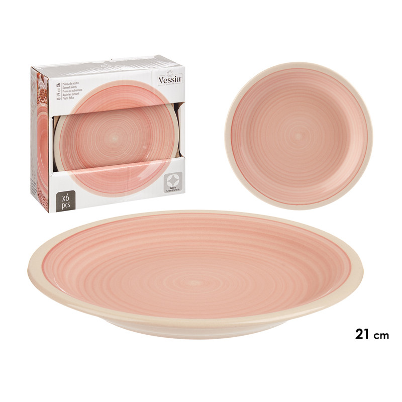 ASSIETTE À DESSERT EN GRÈS ROSE 19CM