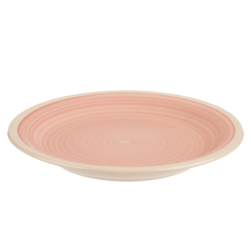 PLATO POSTRE GRES ROSA BORDE 19CM