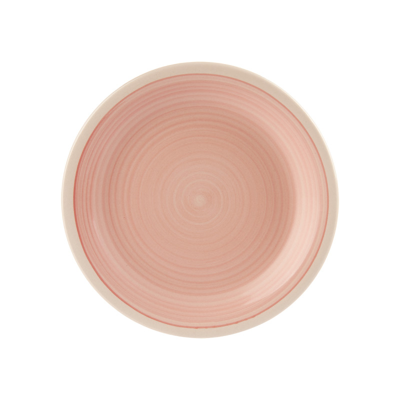 PIATTO DA DESSERT IN GRES BORDO ROSA 19CM