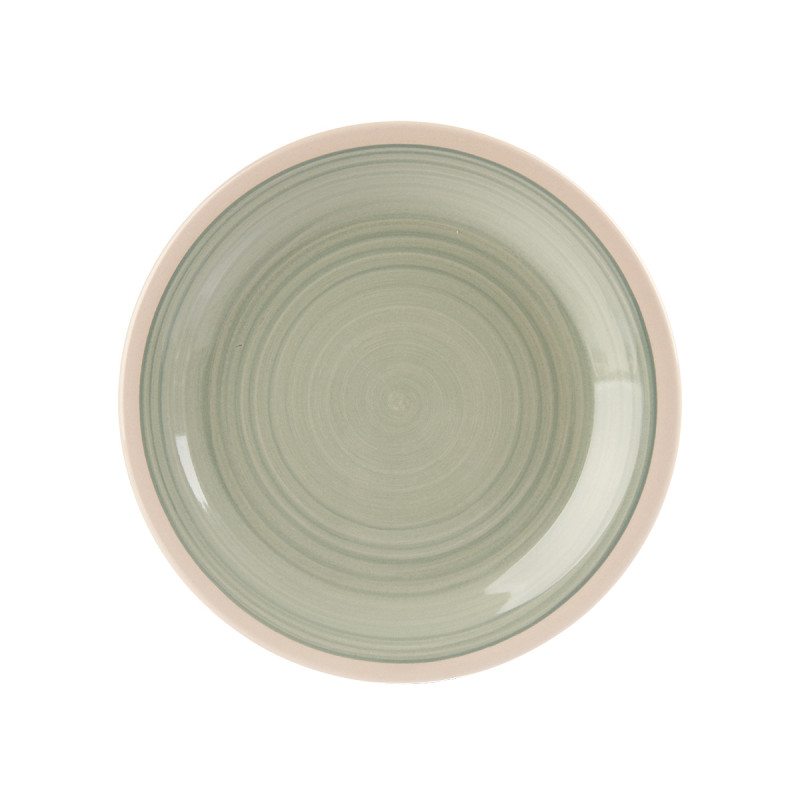 PLATO POSTRE GRES VERDE BORDE 19CM
