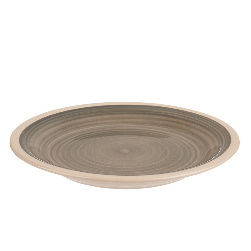 PLATO POSTRE GRES GRIS BORDE 19CM