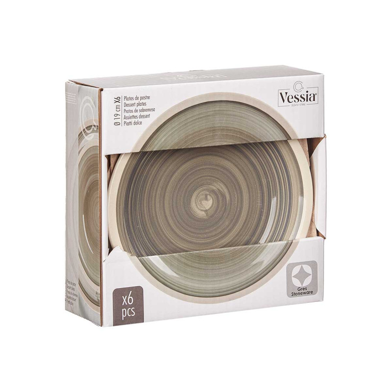 PIATTO DESSERT GRES GRIGIO BORDO 19CM