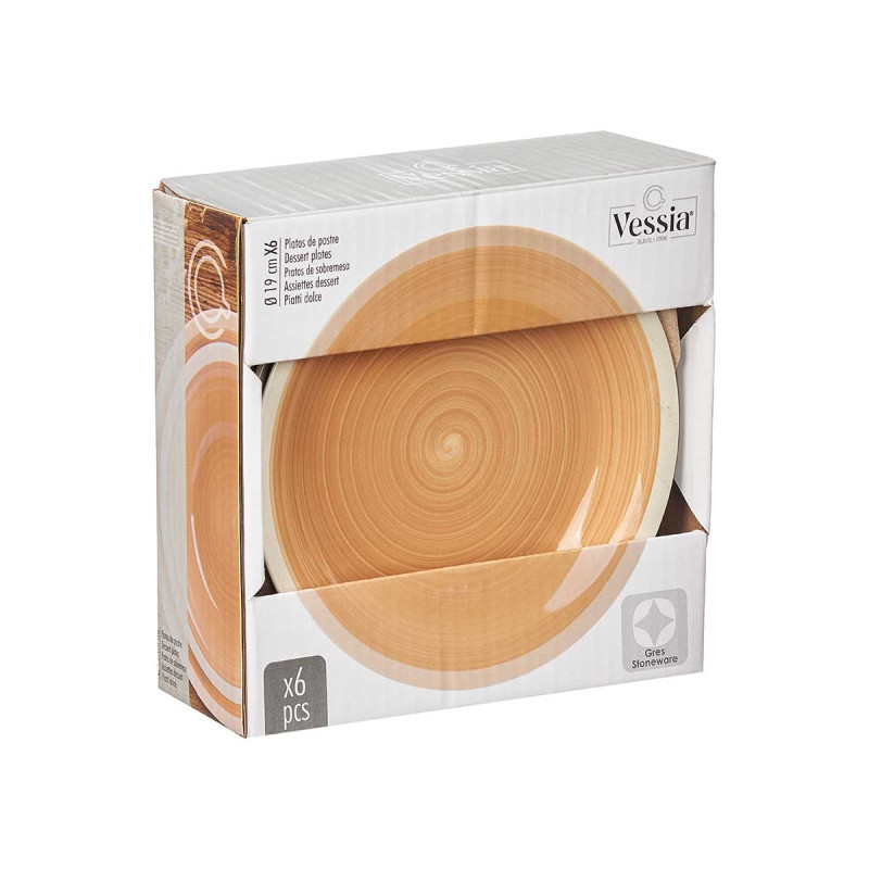 ASSIETTE À DESSERT EN GRÈS BEIGE BORD 19CM