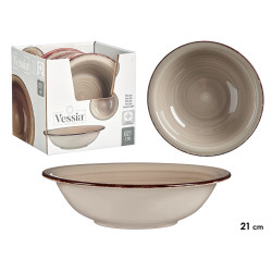 ASSIETTE CREUSE GRES TERRE AVEC REBORD 20,5CM