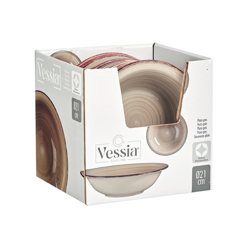 ASSIETTE CREUSE GRES TERRE AVEC REBORD 20,5CM