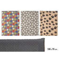 PET BED PAWS ASSORTED 3 COLOURS 100X70CM