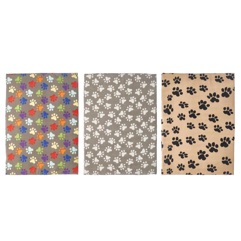 LIT POUR ANIMAUX EMPREINTES ASSORT 3 C 100X70CM
