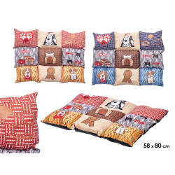 PET BED RECTANGLE ASSORTED 2 COLOURS 58X80CM