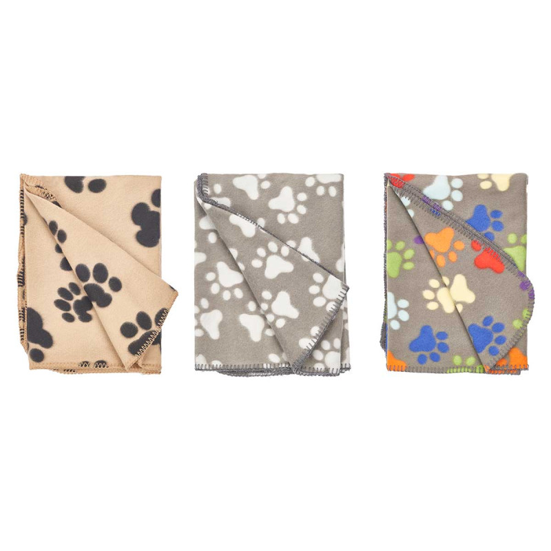 LIT POUR ANIMAUX EMPREINTES ASSORT 3 C 125X157CM