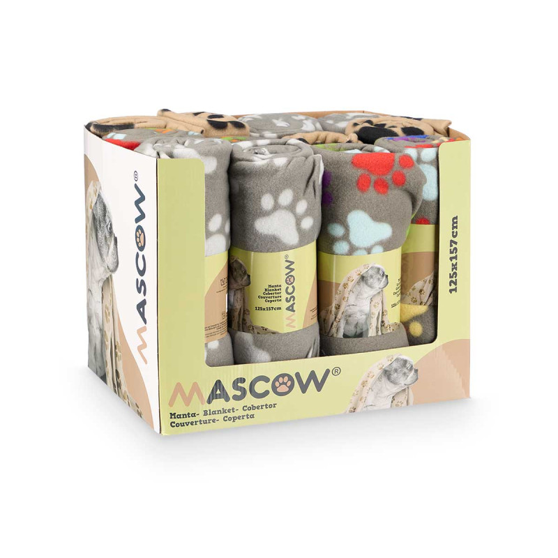 PET BLANKET PAWS ASSORTED 3 COLOURS 125X157CM