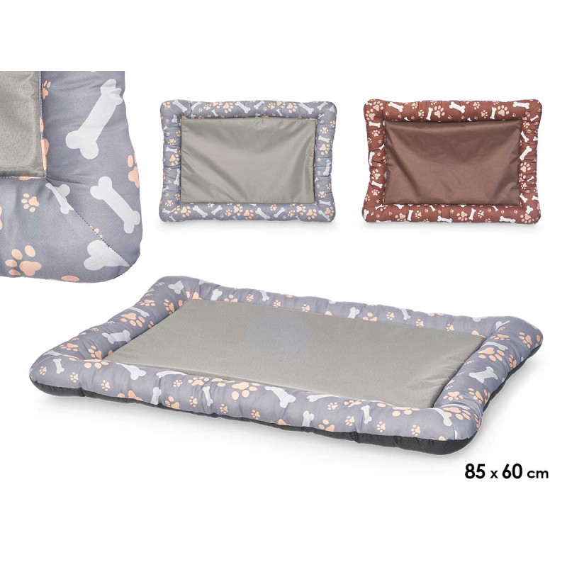 CUNA MASCOTA RECT HUESO HUELLAS SURT 2 COL 85X60CM