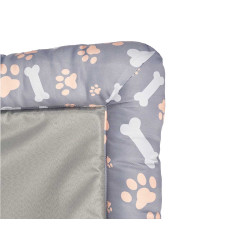 RECTANGULAR PET BED BONE PAWS ASSORT2 COL 85X60CM