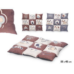 RECTANGULAR PET BED ANIMALS ASSORT2 COL 55X45CM 