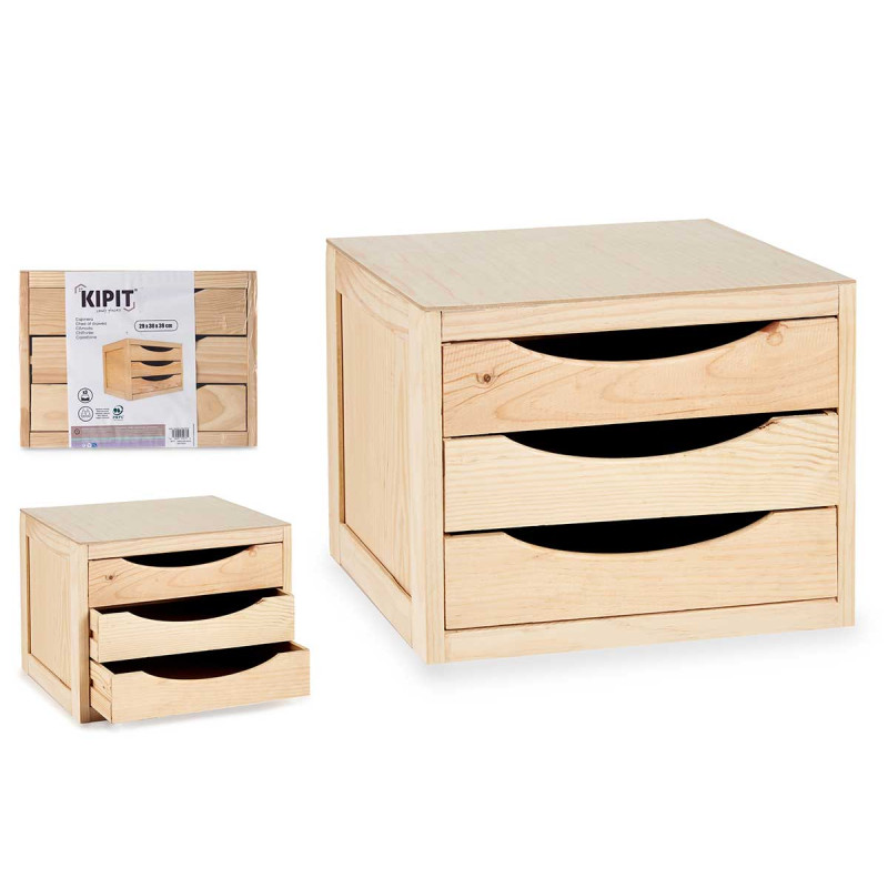 MEUBLE A TIROIRS BOIS 3 TIROIRS