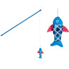CAT TOY STICK WITH FISH ASSORT 3 COLOURS 