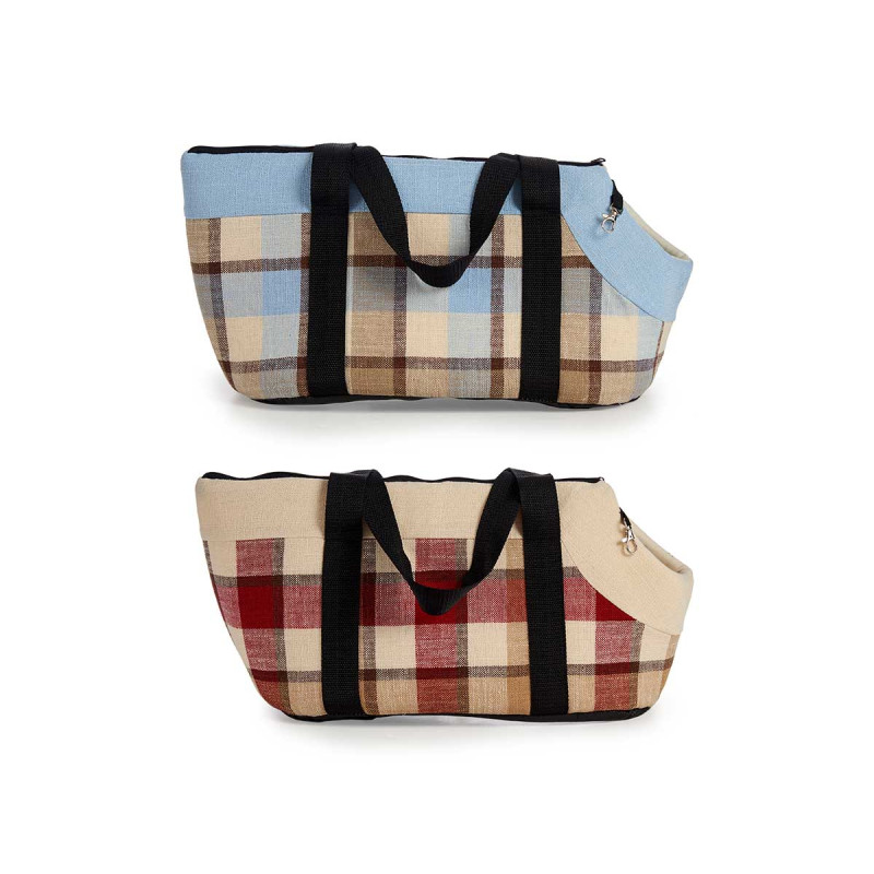 CAISSE TRANSPORT ANIMAL COMPAG TOILE CARRES SET2