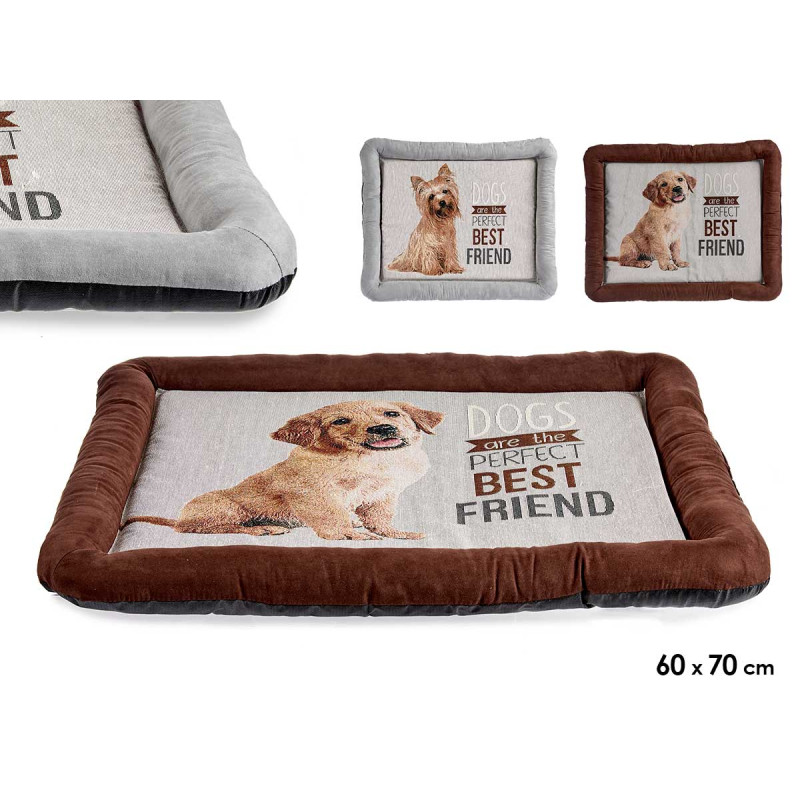 CUNA MASCOTA RECT PERROS 2 COL MIX