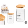 SQUARE BOROSILICATE JAR BAMBOO LID SUGAR 1,2L