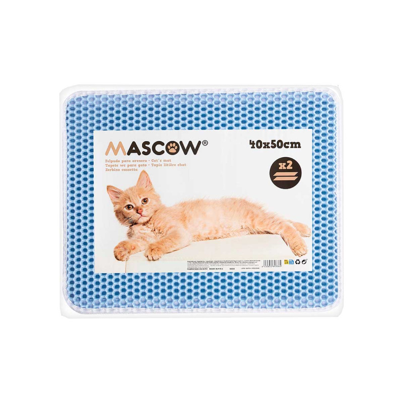 TAPIS LITIÈRE CHAT DOUBLE COUCHE BLEU 40 X 50 CM