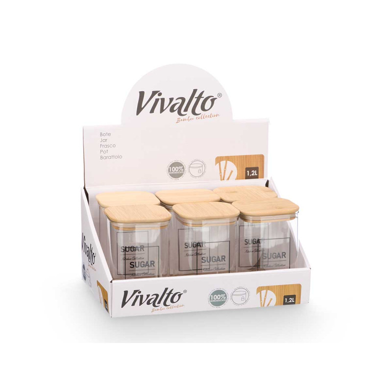 BARATTOLO QUADR BOROSIL TAPPO BAMBU ZUCCHER 1,2L