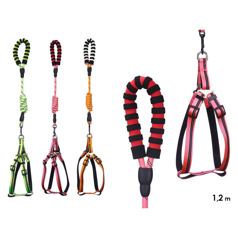 GUINZAGLIO PET 1,2 M PETTORINA RIFLET ASST 3