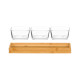 3 GLASS BOWL BAMBOO TRAY