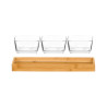 3 GLASS BOWL BAMBOO TRAY