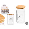 SQUARE BOROSILICATE JAR BAMBOO LID TEA 1,2L