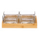 4 GLASS BOWLS BAMBOO TRAY
