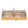 4 GLASS BOWLS BAMBOO TRAY